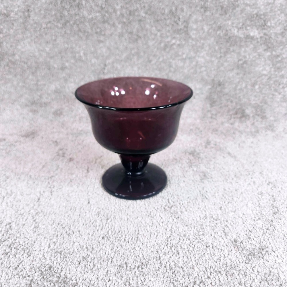 Amethyst Glass Compote Bowl Purple Vintage Footed Pedestal Small Dish